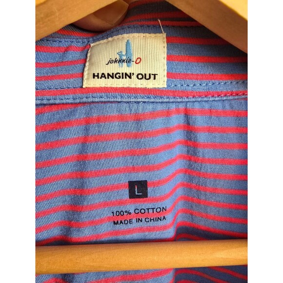 Johnnie-O hanging out striped mens polo size large 100% cotton - Picture 3 of 9